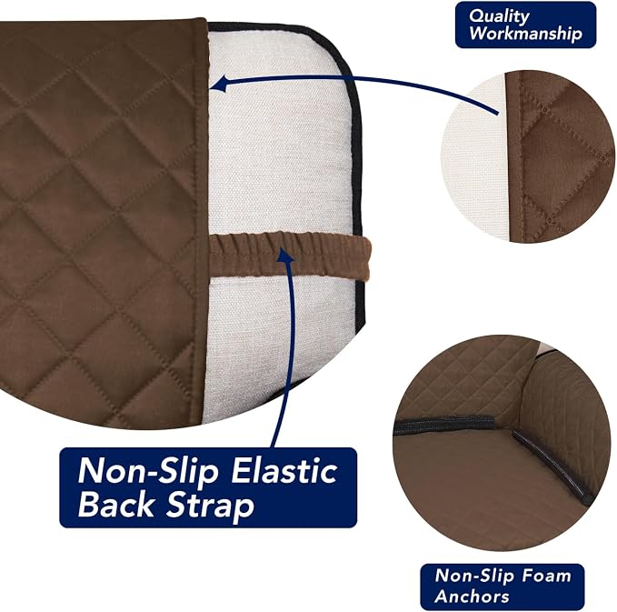 PureFit Reversible Quilted Couch Covers for Dogs Oversized Sofa Cover 78” | Coffee/Ivory, Water Resistant Couch Protector, Washable Pet Couch Cover with Non Slip and Elastic Straps For Kids