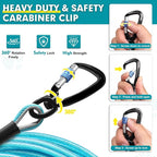 Snagle Paw 10FT Tie Out Cable for Dogs-1000LBS Break Strength,Heavy Duty Leads for Yard with Shock Absorbing Spring & Swivel Hook, Leash Cable for Outside, Line Tether for Small Large Dogs