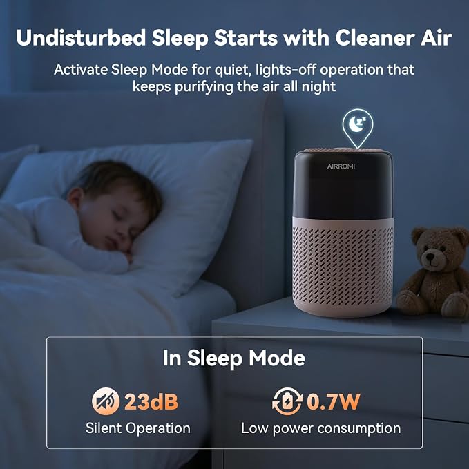 AIRROMI HEPA Air Purifier for Bedroom&Home,Pet Air Purifier for Home Pets,Removes Pet Odor,Cat Litter Smell,Dust,Quiet Room Air Purifier with Scents,360°Air Cleaner,A2005 Creamy Beige