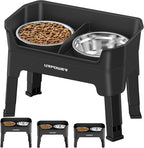 URPOWER Elevated Dog Bowls, 3-in-1 Double Deck Raised Dog Bowl Stand | 4 Height Adjustable Raised Stand with 2 Stainless Steel Food Bowls & Licking Plate for Small, Medium & Large Dogs