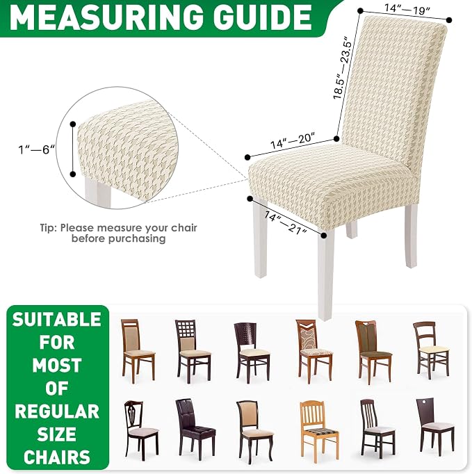 MAXIJIN Dining Chair Covers Set of 2, Stretch Kitchen Chair Covers for Dining Chairs, Removable Washable Parson Seat Slipcover for Home, Restaurant, Hotel, Banquet (Beige)