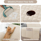 100% Waterproof Couch Cover for Dogs with Non-Slip & Side Pockets 46", Furniture Protector Sofa Covers, Washable Cushion Covers for Pets Kids Cat-Small Loveseat Beige