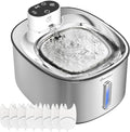 Stainless Steel Cat Water Fountain,152fl-oz/4.5L Wireless Cat Fountain,5000mAh Battery Operated Pet Water Fountain for Cats Dogs,Ultra Quiet