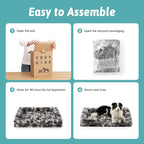 COZY KISS Orthopedic Dog Bed for Extra Large Dog 44x32 inch, XL Faux Fur Pet Sofa, Bolster Foam Bed with Sides, Non-Slip and Egg-Crate Big Dog Couch Bed with Washable Removable Cover, Tie Dye Grey