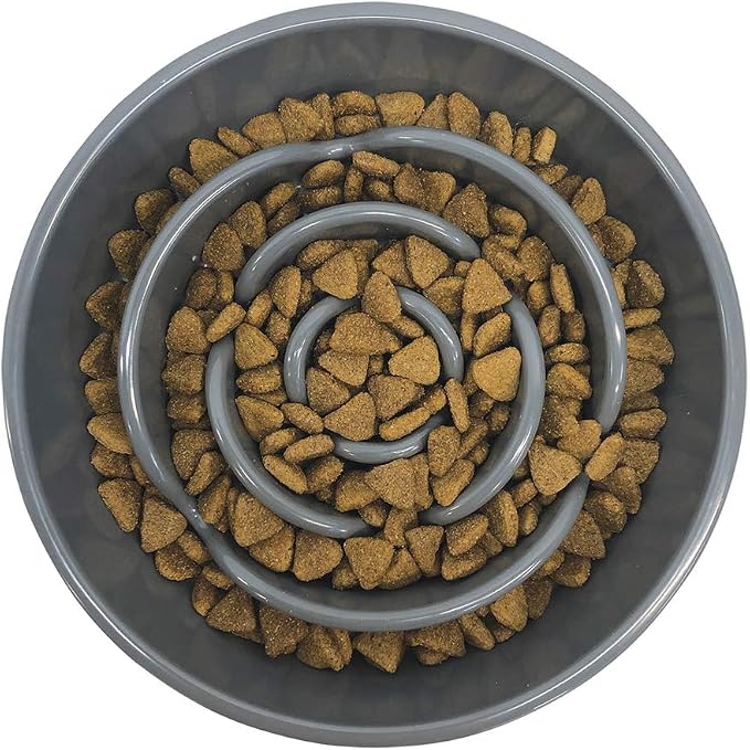 Messy Mutts Interactive Slow Feeder Dog Bowl, 3 Cup | Round Slow Feeder Dog Bowl With Raised Maze Pattern For Wet Or Dry Food, Holds Up To 3 Cups