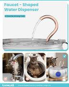 Tomxcute Cat Water Fountain Stainless Steel, 4.0L/135oz with 3 Filters | Ultra Quiet Pump, Copper Gooseneck, Dishwasher Safe, Cat Fountain for Drinking for Cats, Dogs, Multiple Pets