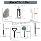 7PCS Dog Grooming Brush Kit for Shedding and Matted Fur, Self-Cleaning Slicker Brush with Undercoat Rake, Flea Comb for Long-Haired Pets, Grey