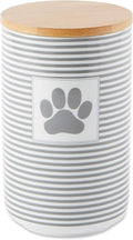 Bone Dry Paw & Patch Ceramic Pet Collection, Treat Canister, 4x6.5, Gray
