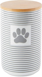 Bone Dry Paw & Patch Ceramic Pet Collection, Treat Canister, 4x6.5, Gray