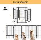 Dog Playpen Indoors/Outdoor, 36 inch 8 Panels Dog Play Pen for Small Dogs, Rustproof Metal Pet Fence for RV Camping/Yard/Garden