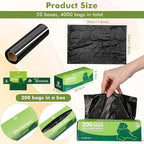 Sherr Dog Poop Bags, 20 Rolls of 200, 4000 Counts, Black | Leak Proof, Bulk Box, Universal Pet Waste Bags, For Outdoor Walking and Travel