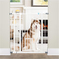 Carlson 36" Extra Tall Walk Through Dog Gate for Doorways & Bottom of Stairs, Metal Pet Gate with Small Pet Door, Expands 29.5”–36.5”, White
