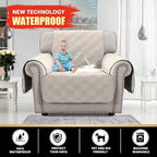 100% Waterproof Chair Sofa Slipcover for Living Room Water Resistant Couch Cover Furniture Protector Cover with Elastic Straps for Pets Kids Children Dog Cat(Chair 23", French Oak)