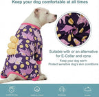 LovinPet Large Dog Pajamas, Four-Leg Stretch Onesie Bodysuit, Lightweight UV-Shielding Pajamas, Anti-Lick Calming Recovery Suit for Surgery, 3D Dino Egg Spikes, Easy on/Off， Purple， L