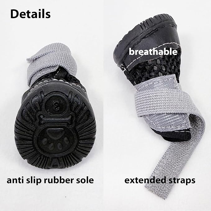 Anti Slip Dog Shoes Paw Protectors for Hardwood Floors,Breathable Puppy Boots with Adjustable Straps for Hot Pavement Beach_4#(Yellow)