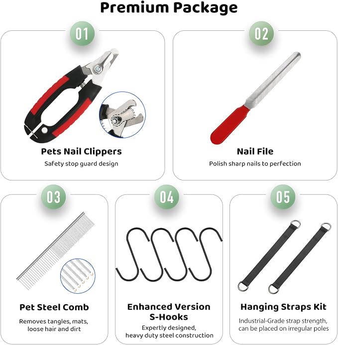 Guzekier Pet Dog Grooming Hammock Harness for Cats & Dogs, Dog Sling for Grooming, Dog Hammock Restraint Bag with Nail Clippers/Trimmer, Nail File, Pet Comb,Ear/Eye Care