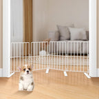 YORWHIN Short Puppy Gate - 17 Inch Height Dog Gate, Metal Free Standing Pet Gates, Expands Up to 48 Inches for Indoor/Outdoor, Step Over Pet Fence for Small Dogs
