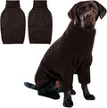 IECOii XXL Dog Sweater,Thermal Knit Big Dog Sweater with Sleeve,Pet Turtleneck Doggy Sweatshirt for Extra Large Dogs Boy Girl,Stretchy Large Dogs Cold Weather Outfit Pitbull Clothes,(Brown,XXL)