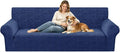 ZNSAYOTX Stretch Couch Cover, 1 Piece Oversized Sofa Covers for 3 Cushion Couch, Jacquard Sofa Slipcovers with Elastic Bottom Thickened Furniture Protector for Dog Cat Pet (X-Large, Navy Blue)