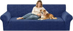 ZNSAYOTX Stretch Couch Cover, 1 Piece Oversized Sofa Covers for 3 Cushion Couch, Jacquard Sofa Slipcovers with Elastic Bottom Thickened Furniture Protector for Dog Cat Pet (X-Large, Navy Blue)