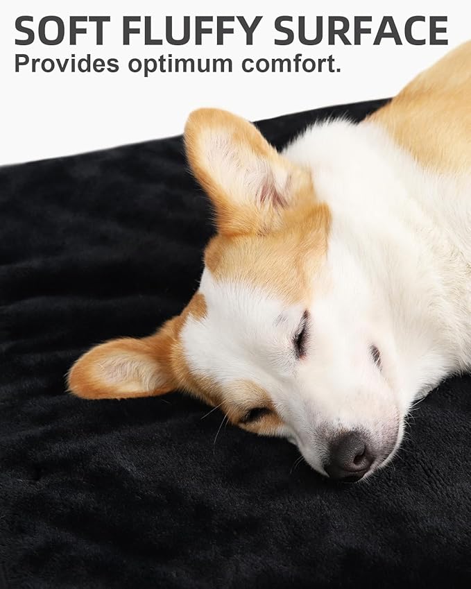 KSIIA Orthopedic Dog Bed for Medium Dogs with Waterproof Lining,Black,29x18 | Deluxe Soft Plush Dog Crate Bed, Washable Pet Mat with Removable Cover & Egg Crate Foam for Medium Dogs Sleeping & Relaxing