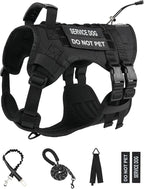 No Pull Tactical Dog Harness Medium Sized Dog, Service Dog Vest, M, Black | Tactical Dog Vest Harness and Leash Set, Adjustable Military Service Dog Harness with Handle for Medium Large Dogs