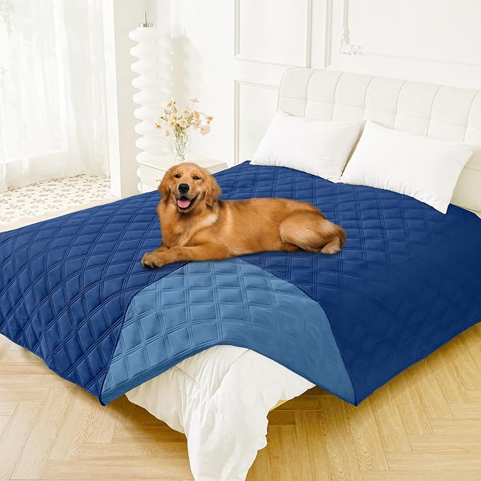 Smiry Waterproof Dog Bed Cover, Reversible Pet Blanket for Sofa Couch | Soft Washable Dog Blanket, Leakproof Couch Cover for Dogs Cats & Furniture Protection, 82x82, Navy/Blue