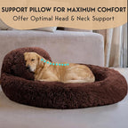 PetJett XL Dog Beds for Large Sized Dog - 45'' Extra Large Dog Bed, Anti-Slip & Washable Super Soft Round Donut Bed, Fluffy Faux Fur Anti-Anxiety Premium Comfort Pet Bed, Fits Dogs up to 120 lbs