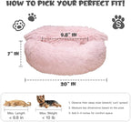 Himax 20in Covered Small Dog Bed with Blanket Attached Calming Burrow Pink | Dog Beds for Small Dogs, Anti-Anxiety Donut dog bed with cover, Washable Round Fluffy Pet Beds