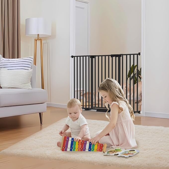 41" Extra Tall Baby Gate for Big Dog No Jumping Over, 30-49.2" Wide Pet Safety Gate Indoor for Doorways No Drilling,Auto Close Child Puppy Gates for Stairways Pressure Mounted (Black)