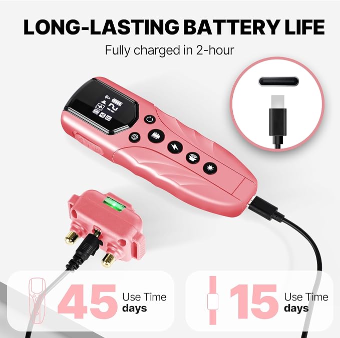 Tiniest Small Dog Shock Collar, Lightest Dog Training Collar with 2000ft Remote, Tailored for Small Dogs 5-15lbs & Medium Large Dogs, Beep, Vibrate, Shock, Lighting, Waterproof, Rechargeable，Pink