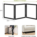 LZRS Clear Dog Gate for Indoor Use - Transparent Pet Fence with Solid Hardwood and Plastic Board, Stylish & Durable freestanding Pet Gate for Doorways, Stairs and Hallways-3 Panel Black