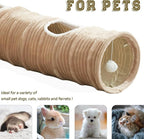 Cat Tunnel for Indoor Cats,Cats Toys Collapsible Tunnel Straight Tube with a Fun Ball and 2 Holes,Cat Play Tunnels,for Rabbits, Ferrets, Puppies & Large Pets,Diameter 11.8 Inch