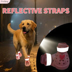Dog Shoes,Non-Slip Waterproof Sandals for Hot Pavement, Breathable Perforated Boots,Adjustable Straps Dog Rain Booties for Summer Beach and Rainy Day(Pink,#3)