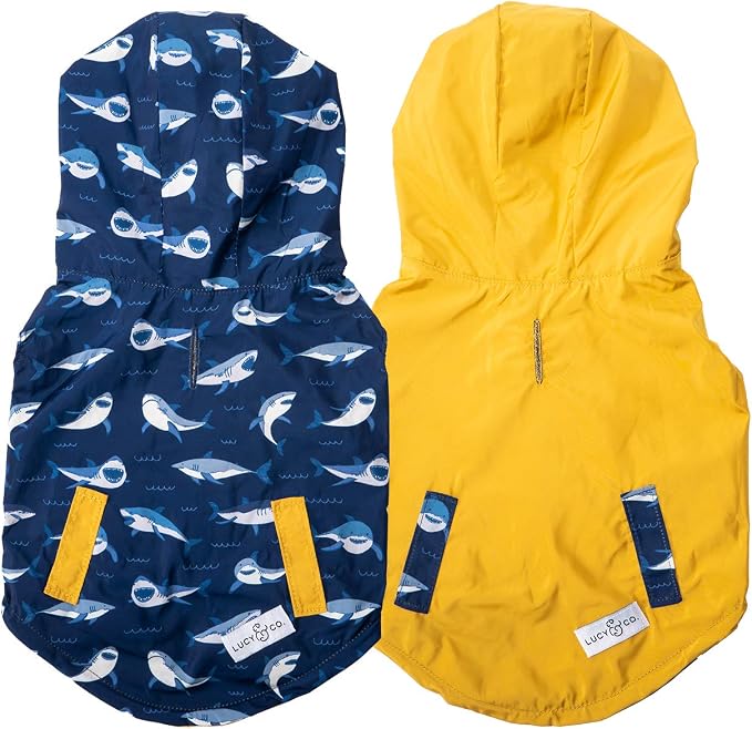 Lucy & Co. Reversible Raincoat for Dogs & Pets - Dog Raincoat - Fashionable and Comfy Water Resistant Adjustable Poncho for Canines. Multiple to fit All Types of Dog Breeds