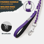 S-ETOVUS-Chain Dog Leash, Bite-Proof Metal Leash, with Padded Handle | Three Sizes 7.25FT/5.2FT/4FT, Woven From Nylon Rope And Chain, Durable And Bite-Resistant, Comfortable With Padded Handles.