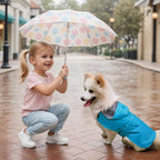 Dog Raincoat Dog Rain Jacket Hooded Poncho Waterproof Pet Rain Suit Double-Layered Breathable Lining Leash Hole Adjustable for Medium Dogs,Blue,XXXL,Back Length 17-21.5 inches