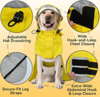 Waterproof Dog Raincoat with Hood, Windproof Rain Jacket for Medium Dogs | Adjustable Dog Rain Coat with Leash Hole, Reflective Poncho for Rainy&Snowy Day, Fits French Bulldog, Beagle, Shiba Inu