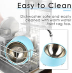 SuperDesign Mess Free 15° Slanted Bowl for Dogs and Cats, Tilted Angle Bulldog Bowl Dog Feeder, Non-Skid & Non-Spill, Easier to Reach Food L/2 Cup Blue