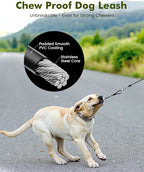 Pecute 16.4ft Retractable Dog Leash with 1.6ft Chew Proof Steel Cable | For Power Chewers & Pullers, Heavy Duty Locking for Medium/Large Dogs 33lbs-110lbs, Anti-Tangle & Poop Bag Holder Included