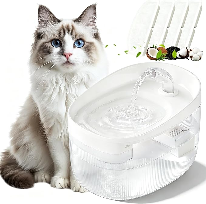 Cat Water Fountain, 74oz/2.2L, Automatic Pet Water Fountain Dual Flow Modes | Pet Water Fountain for Cats Inside, Cat Water Bowl Dispenser for Cats, Dogs, & Small Animals, with 4 Replacement Filters