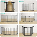 COMOMY 80" Extra Wide Baby Gate, Dog Gate for House Stairs Doorways Fireplace, Auto Close Pet Gate with Door Walk Through, 3 Metal Panels, Hardware Mounted Baby Fence Indoor Outdoor(30" Tall, Black)