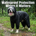 Dog Raincoat for Medium Large Dogs,rain Jacket Coat, Full Leg Coverage Waterproof Rain Suit with Detachable Hood & Tail, Reflective Strips，Labrador Retriever (Black for Boy, Large)