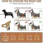 SlowTon No Pull Dog Harness - Heavy Duty Dog Harness and Leash Set for Medium Large Dogs, Reflective Tactical Harness with Soft Padded and Front Clip for Easy Walk and Training (Tan, S)