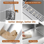 Stainless Steel Litter Box XL | Prevents Urine Leakage Includes Scoop Durable & Sturdy Odor-Resistant