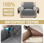 H.VERSAILTEX 100% Waterproof Chair Covers for Living Room Armchair Modern Couch Cover Furniture Protector Cover with Elastic Straps for Pets Kids Children Dog Cat(Chair, Grey/Beige)