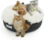 Peekaboo Cat Cave for Multiple & Large Cats Up to 30-45 Lbs, Fluffy Cat Beds for Indoor Cats, Scratch Detachable & Washable Tunnel Bed, Comfy Donut Cave (Dark Gray, Large (Calming))