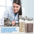 TBMax Small Dog Food Storage Container 3 Qt with Cat Food Can Cover and Mixing Spoon, Portable Travel Pet Food Dispenser with Large Spout and Cup