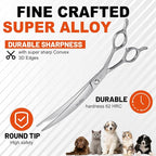 High-end Professional Dog Grooming Curved Scissors Pet Curved Shears 7.5 Inches Extremely Very Sharp Made Of Stainless Steel Alloy By Hand For Dog Cat Groomer