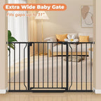 29"-51" Extra Wide Baby Gate, No Drilling Auto Close Dog Gate, Black | Indoor for Doorways & Stairs, Pressure Mounted Adjustable Pet Gate, Easy Walk Through Gate for Baby & Pet Stroller Friendly